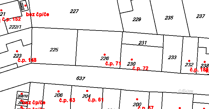 Veleslavín 71, Praha na parcele st. 226 v KÚ Veleslavín, Katastrální mapa