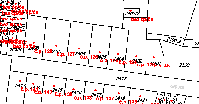 Příbram IV 125, Příbram na parcele st. 2405 v KÚ Příbram, Katastrální mapa