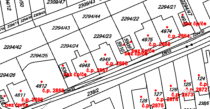 Dvůr Králové nad Labem 2866 na parcele st. 4949 v KÚ Dvůr Králové nad Labem, Katastrální mapa