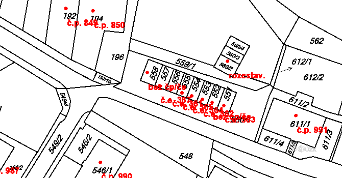 Jirkov 361 na parcele st. 556 v KÚ Jirkov, Katastrální mapa