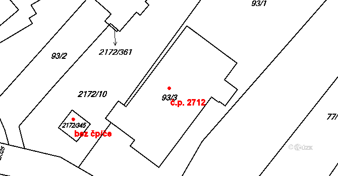 Předměstí 2712, Opava na parcele st. 93/3 v KÚ Opava-Předměstí, Katastrální mapa