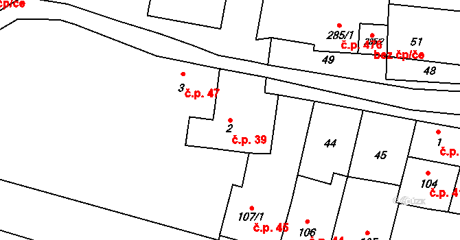 Čechovice 39, Prostějov na parcele st. 2 v KÚ Čechovice u Prostějova, Katastrální mapa