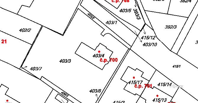 Miřetice u Klášterce nad Ohří 700, Klášterec nad Ohří na parcele st. 403/4 v KÚ Miřetice u Klášterce nad Ohří, Katastrální mapa