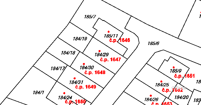 Řepy 1647, Praha na parcele st. 184/29 v KÚ Řepy, Katastrální mapa