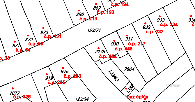 Telč-Štěpnice 454, Telč na parcele st. 2178 v KÚ Telč, Katastrální mapa
