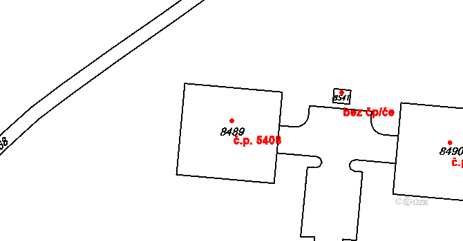 Zlín 5408 na parcele st. 8489 v KÚ Zlín, Katastrální mapa