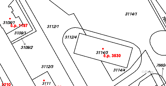 Frýdek 3530, Frýdek-Místek na parcele st. 3114/3 v KÚ Frýdek, Katastrální mapa