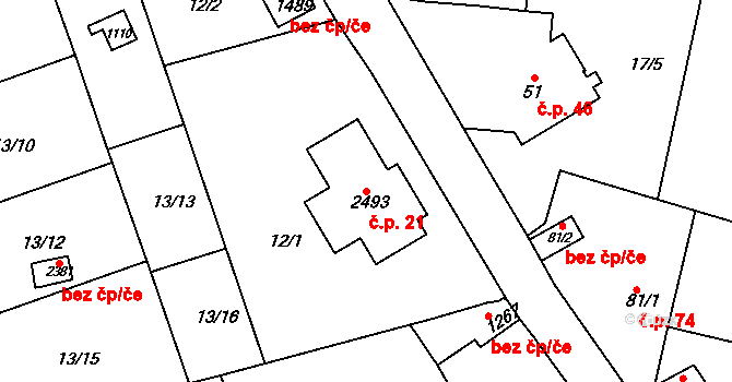 Lobeček 21, Kralupy nad Vltavou na parcele st. 2493 v KÚ Lobeček, Katastrální mapa