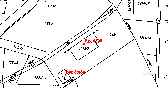 Třebovice 5595, Ostrava na parcele st. 1218/2 v KÚ Třebovice ve Slezsku, Katastrální mapa