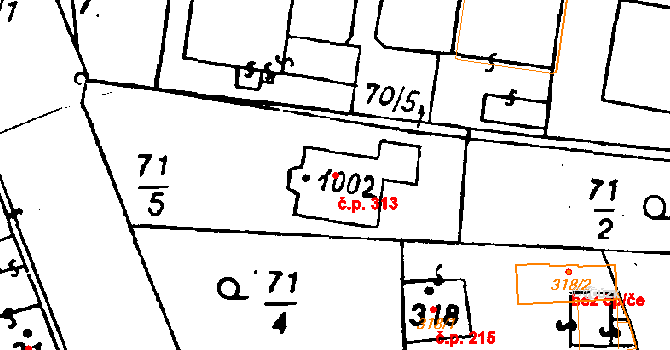 Poříčí nad Sázavou 313 na parcele st. 1002 v KÚ Poříčí nad Sázavou, Katastrální mapa