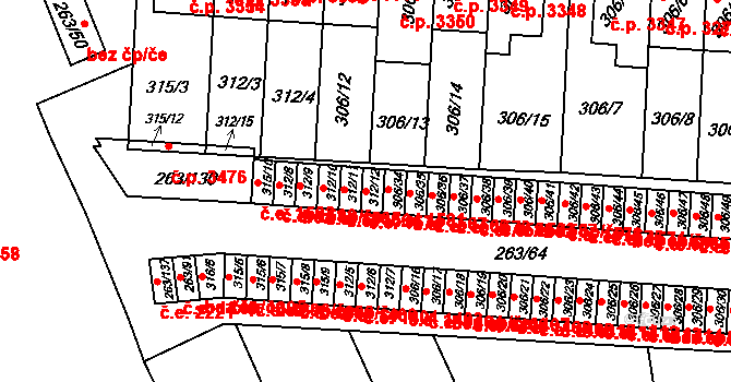Znojmo 1574 na parcele st. 312/12 v KÚ Znojmo-Louka, Katastrální mapa