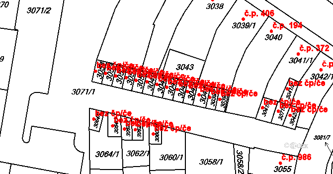 Sokolov 38571536 na parcele st. 3047 v KÚ Sokolov, Katastrální mapa