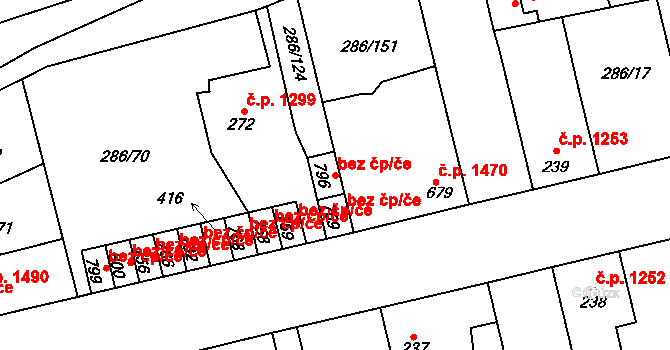 Kladno 38594536 na parcele st. 796 v KÚ Hnidousy, Katastrální mapa