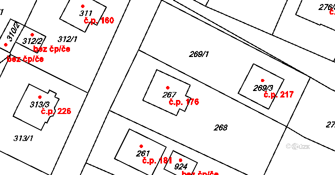 Lužkovice 176, Zlín na parcele st. 267 v KÚ Lužkovice, Katastrální mapa