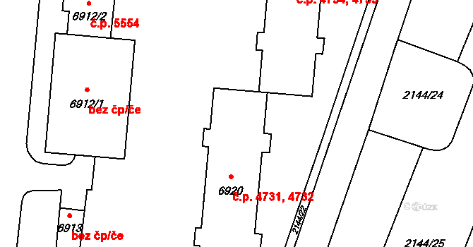 Zlín 4731,4732 na parcele st. 6920 v KÚ Zlín, Katastrální mapa