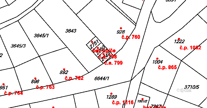 Kraslice 799 na parcele st. 2749 v KÚ Kraslice, Katastrální mapa