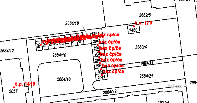 Choceň 45473536 na parcele st. 2045 v KÚ Choceň, Katastrální mapa