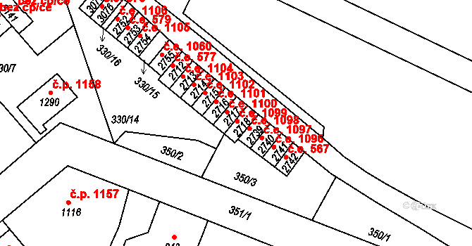 Náchod 1099 na parcele st. 2718 v KÚ Náchod, Katastrální mapa