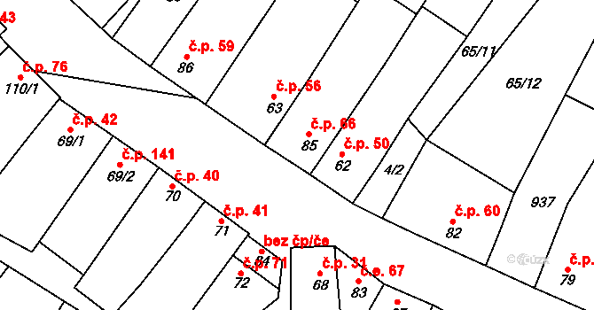 Černčín 66, Bučovice na parcele st. 85 v KÚ Černčín, Katastrální mapa