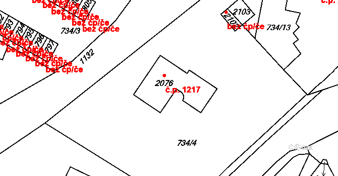 Světlá nad Sázavou 1217 na parcele st. 2076 v KÚ Světlá nad Sázavou, Katastrální mapa