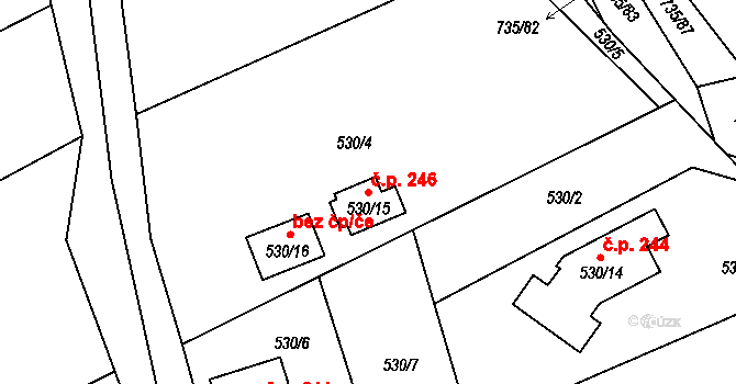 Trnávka 246 na parcele st. 530/15 v KÚ Trnávka u Nového Jičína, Katastrální mapa