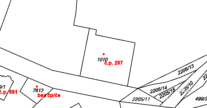 Beroun-Závodí 257, Beroun na parcele st. 1010 v KÚ Beroun, Katastrální mapa