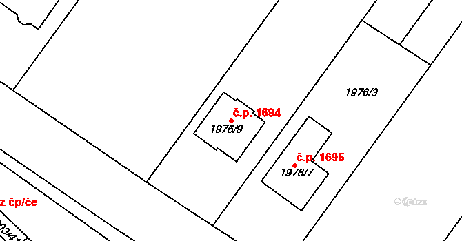 Holešov 1694 na parcele st. 1976/9 v KÚ Holešov, Katastrální mapa