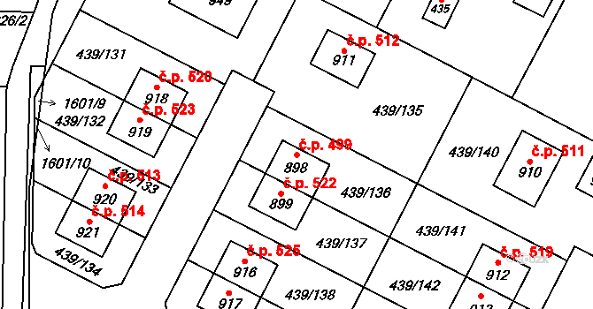 Opatovice nad Labem 499 na parcele st. 898 v KÚ Opatovice nad Labem, Katastrální mapa
