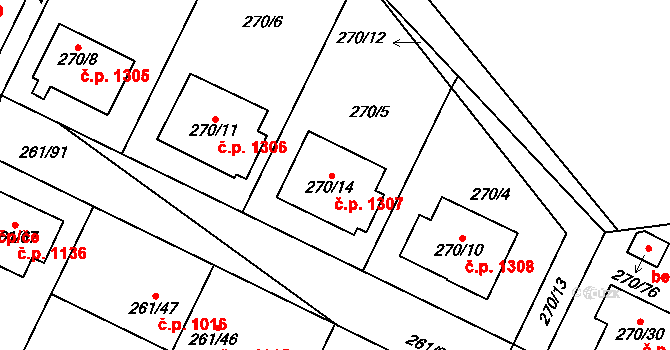 Chotěboř 1307 na parcele st. 270/14 v KÚ Chotěboř, Katastrální mapa