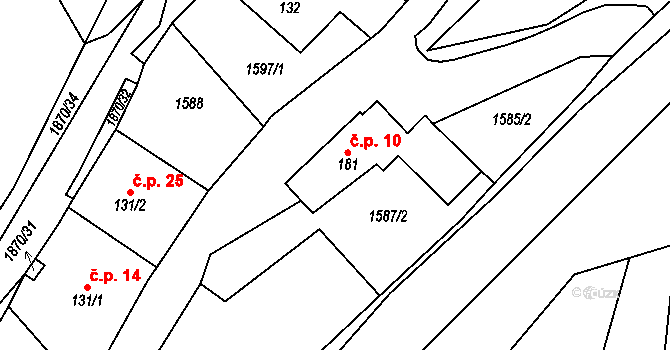 Hluky 10, Kounov na parcele st. 181 v KÚ Kounov u Dobrušky, Katastrální mapa