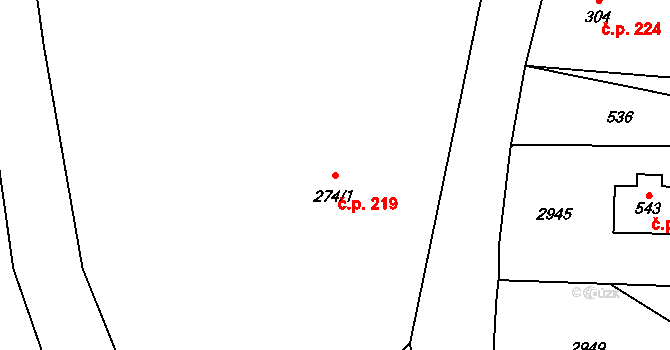 Dolní Lánov 219 na parcele st. 274/1 v KÚ Dolní Lánov, Katastrální mapa