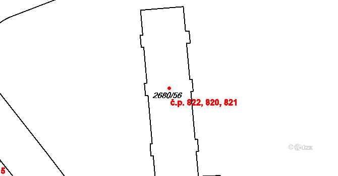 Přerov I-Město 820,821,822, Přerov na parcele st. 2680/56 v KÚ Přerov, Katastrální mapa