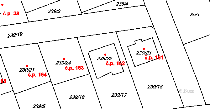 Přerov VIII-Henčlov 162, Přerov na parcele st. 239/22 v KÚ Henčlov, Katastrální mapa