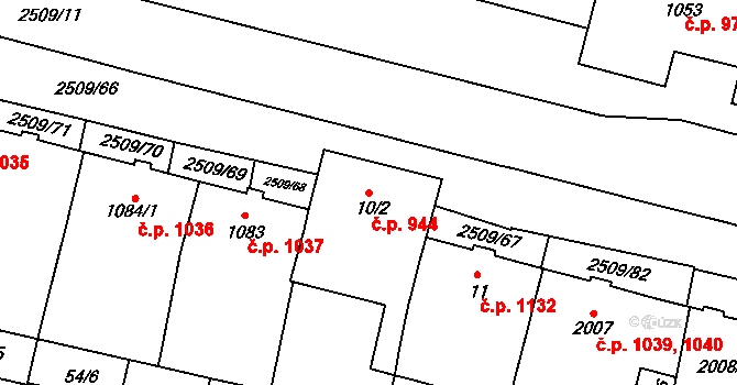Kyjov 944 na parcele st. 10/2 v KÚ Kyjov, Katastrální mapa
