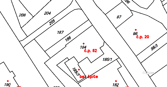 Edrovice 52, Rýmařov na parcele st. 184 v KÚ Edrovice, Katastrální mapa