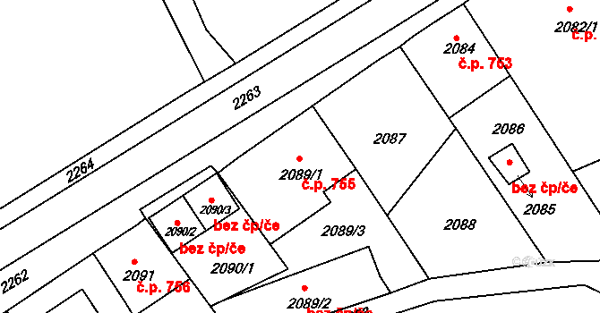 Pod Cvilínem 755, Krnov na parcele st. 2089/1 v KÚ Opavské Předměstí, Katastrální mapa