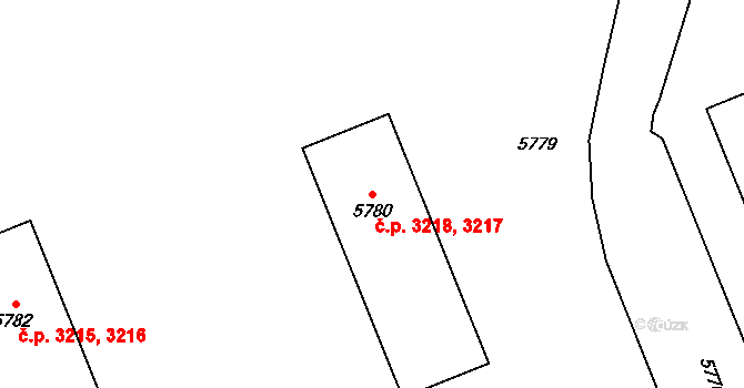 Kročehlavy 3217,3218, Kladno na parcele st. 5780 v KÚ Kročehlavy, Katastrální mapa