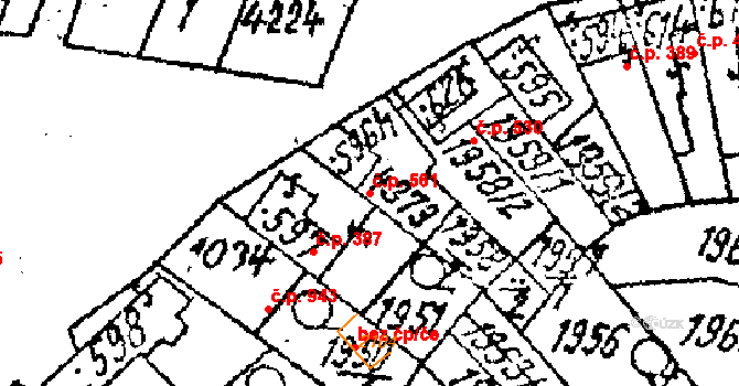 Lanžhot 561 na parcele st. 596/1 v KÚ Lanžhot, Katastrální mapa