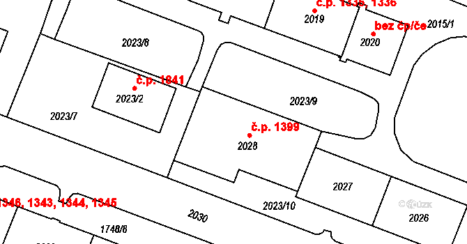 Tachov 1399 na parcele st. 2028 v KÚ Tachov, Katastrální mapa