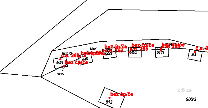 Bystřička 266 na parcele st. 543/2 v KÚ Bystřička I, Katastrální mapa