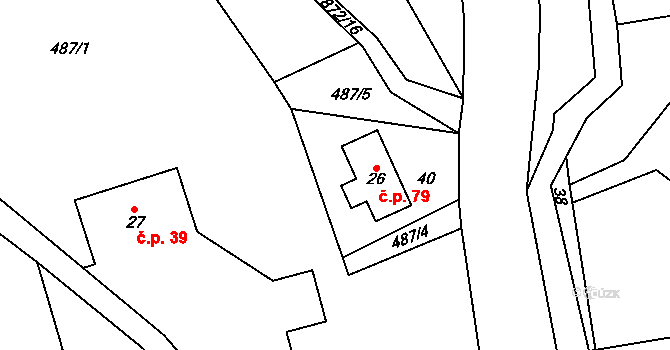 Úbislavice 79 na parcele st. 26 v KÚ Úbislavice, Katastrální mapa