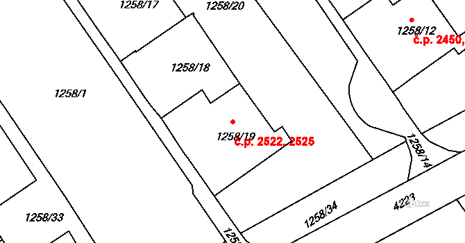 Ústí nad Labem-centrum 2522,2525, Ústí nad Labem na parcele st. 1258/19 v KÚ Ústí nad Labem, Katastrální mapa