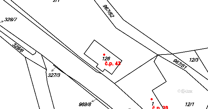 Lubník 43 na parcele st. 126 v KÚ Lubník, Katastrální mapa