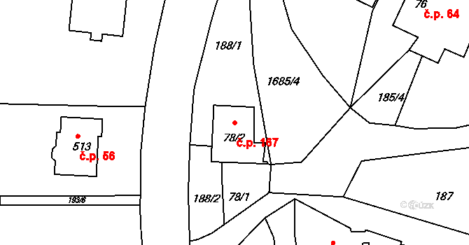 Třebovice 167 na parcele st. 78/2 v KÚ Třebovice, Katastrální mapa