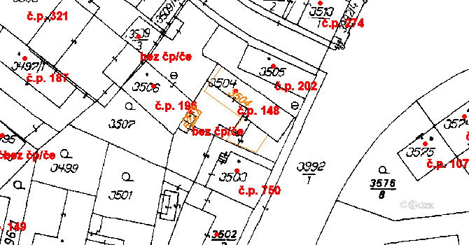Poděbrady III 148, Poděbrady na parcele st. 3504 v KÚ Poděbrady, Katastrální mapa
