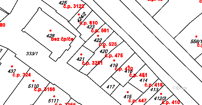 Břeclav 475 na parcele st. 420 v KÚ Břeclav, Katastrální mapa