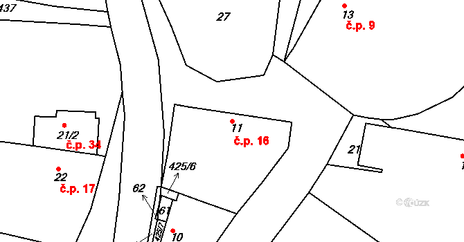 Horní Černůtky 16, Sovětice na parcele st. 11 v KÚ Horní Černůtky, Katastrální mapa