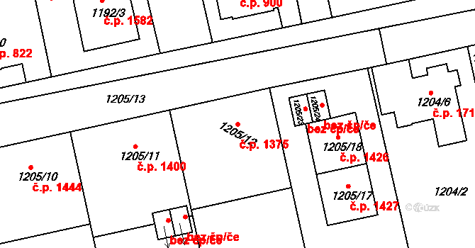 Turnov 1375 na parcele st. 1205/12 v KÚ Turnov, Katastrální mapa