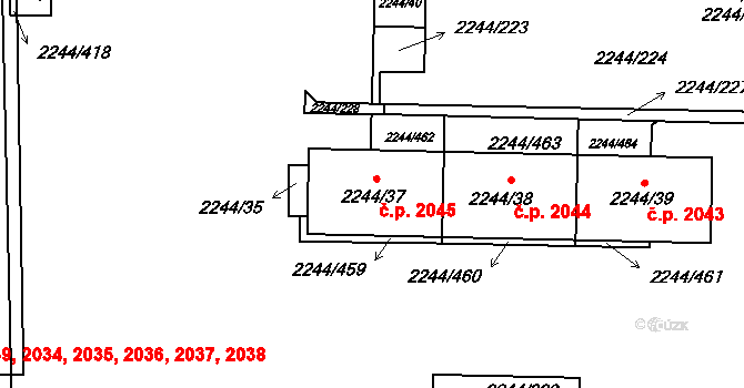 Strašnice 2045, Praha na parcele st. 2244/37 v KÚ Strašnice, Katastrální mapa