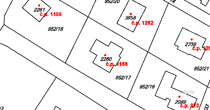 Vrchlabí 1156 na parcele st. 2260 v KÚ Vrchlabí, Katastrální mapa
